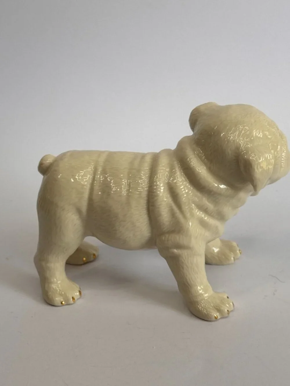Lenox Classic Puppies Bulldog Dog Figurine Ivory Porcelain 24K Gold 4.5
